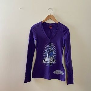 Ed Hardy women's long sleeve T shirt animal & rose